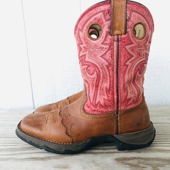 Durango Pink and Brown Heeled Boots - Picture 6 of 11